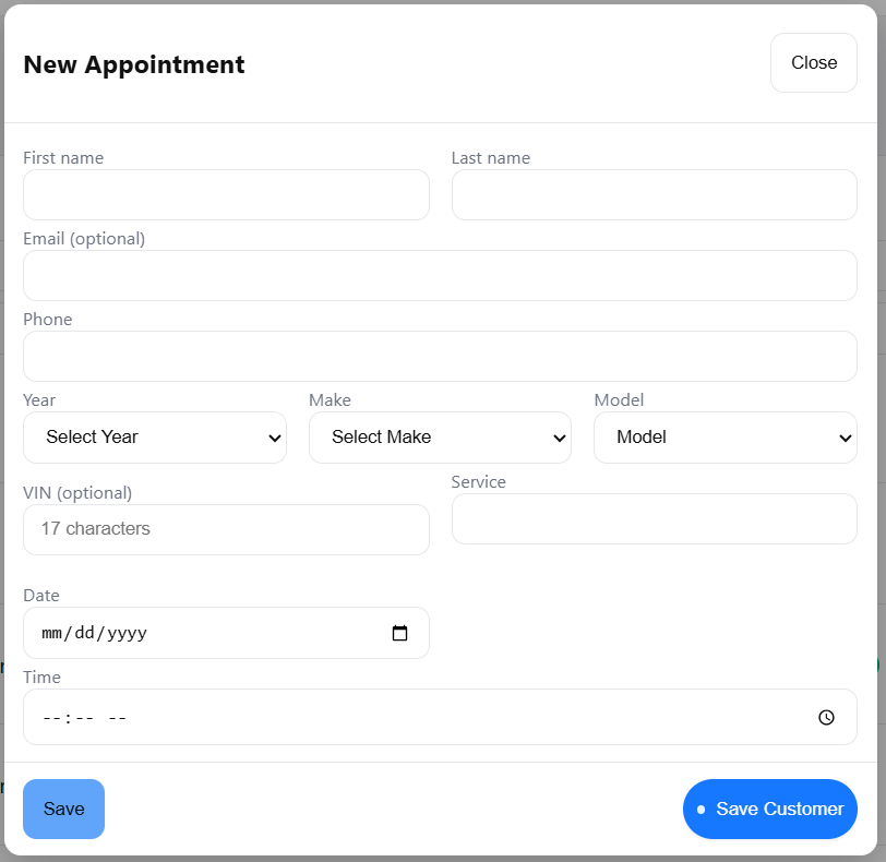 Quick Appointment Entry